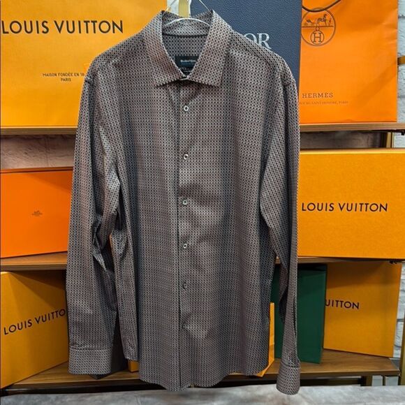 Bugatchi Black and Red Casual Button Down Shirt - Picture 1 of 5